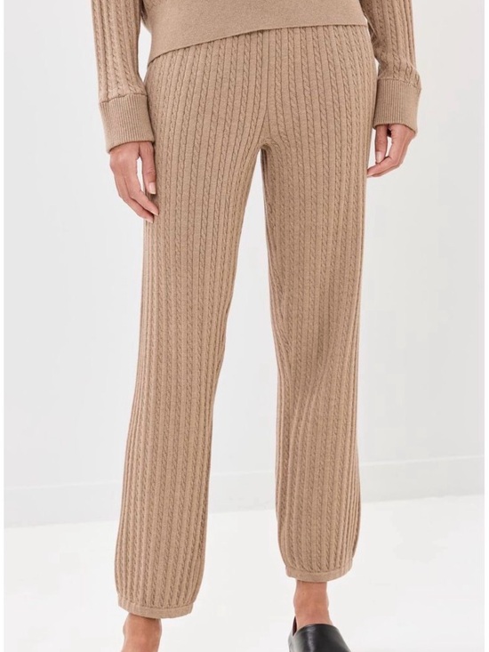 Simkhai Pants - Cable-Knit Jogger Pants in Taupe beige cotton cashmere blend